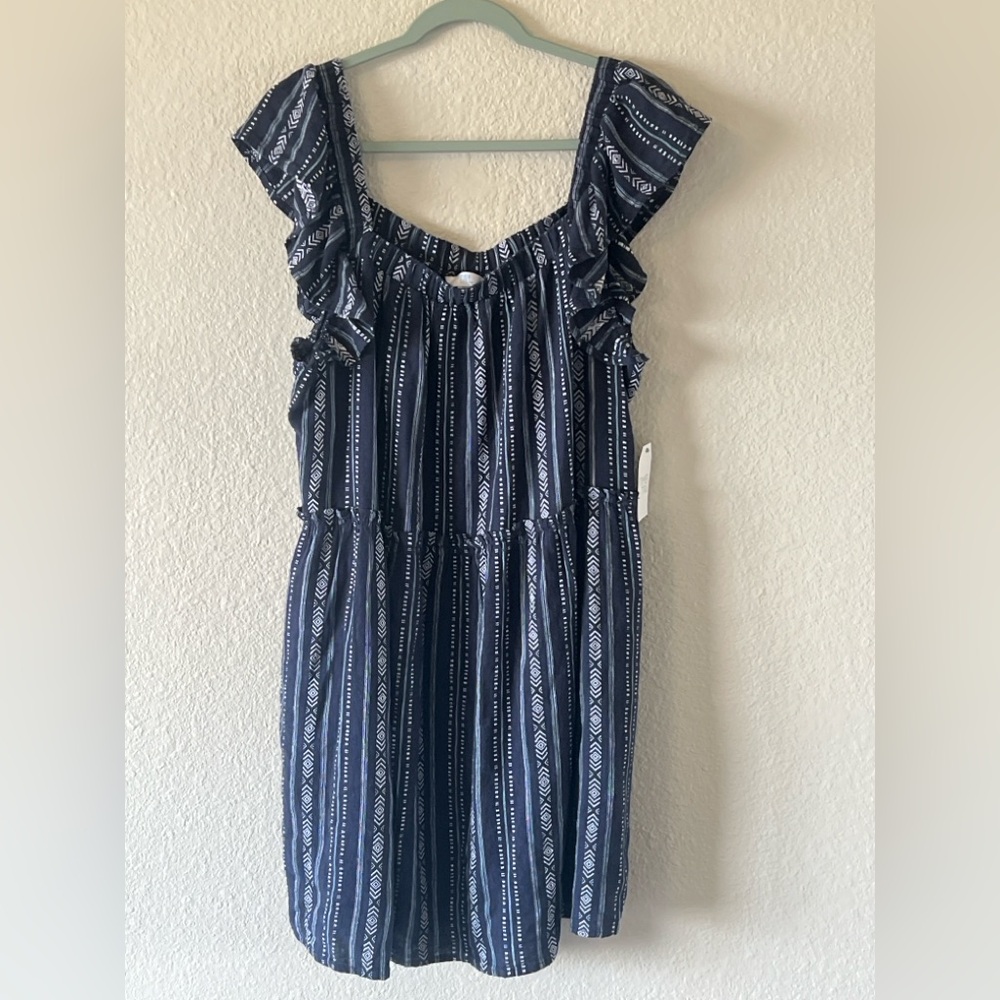 Time and Tru Navy and White Striped Mini Dress